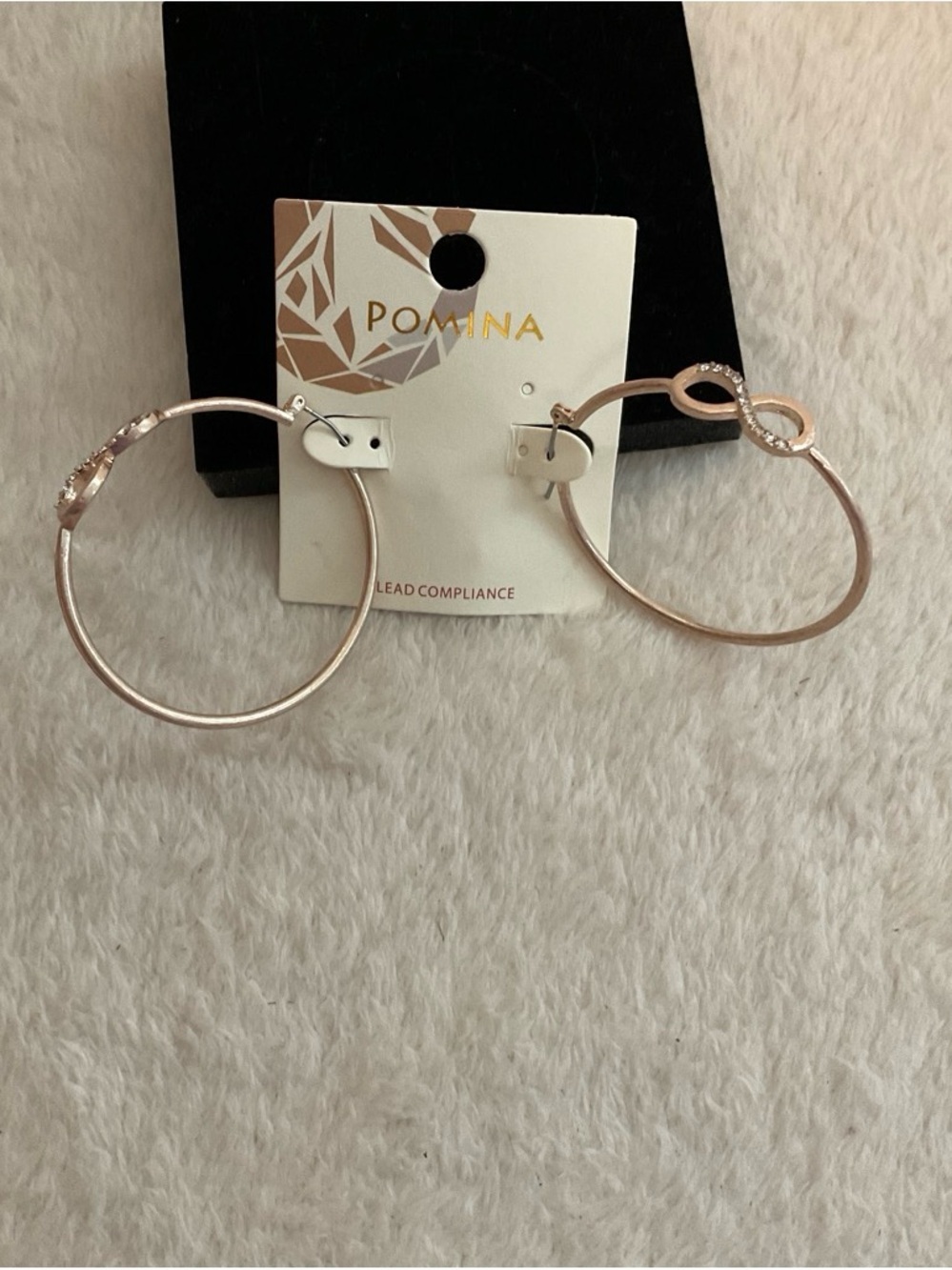Pomina Rose Gold Hoop Earrings with Infinity Detail